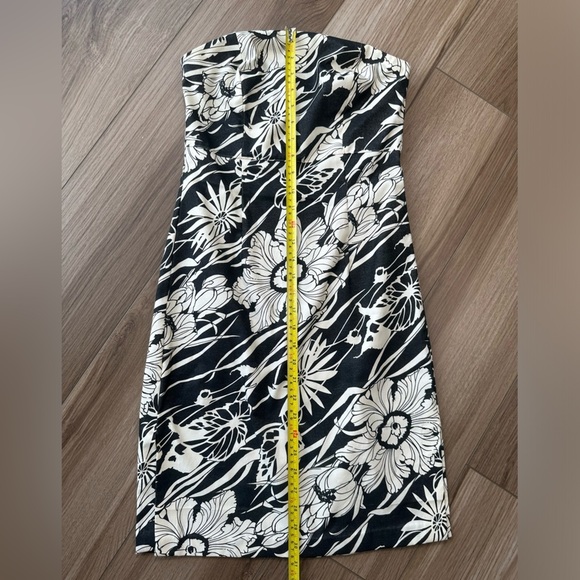 Y2K Vintage Express Black White Hawaiian Tropical Tube Strapless Dress - Picture 7 of 13